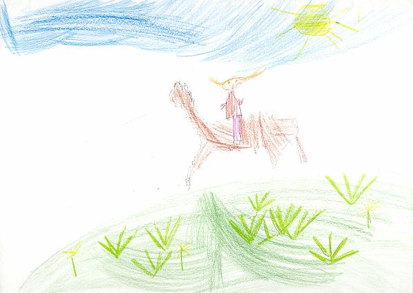 Riding the Fields on an Alpaca.jpg - 5th Place - Riding the Fields on an Alpaca by Lucia Cox